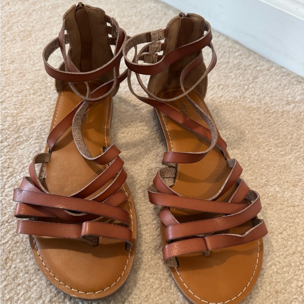 American Eagle Outfitters Brown Strappy Lace-Up Gladiator Sandals